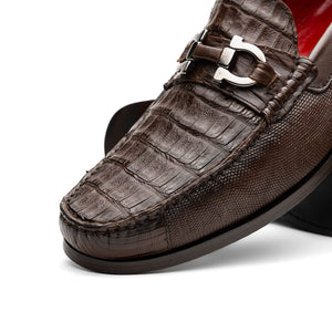 Marco Di Milano Adro Brown Caiman Crocodile / Lizard Bit Loafers - Dudes Boutique