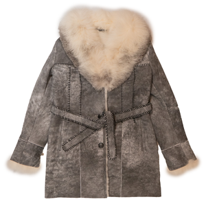 Kashani Women's Distressed Grey Arctic Fox Fur Shearling - Dudes Boutique
