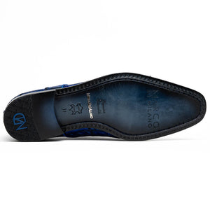 Marco Di Milano Asti Electric Blue Patchwork Caiman Crocodile Derby Dress Shoes - Dudes Boutique