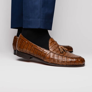 Marco Di Milano Bianchi Bay Apache Caiman Crocodile Tassel Loafers - Dudes Boutique