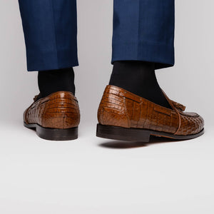 Marco Di Milano Bianchi Bay Apache Caiman Crocodile Tassel Loafers - Dudes Boutique