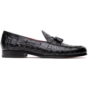 Marco Di Milano Bianchi Black Caiman Crocodile Tassel Loafers - Dudes Boutique