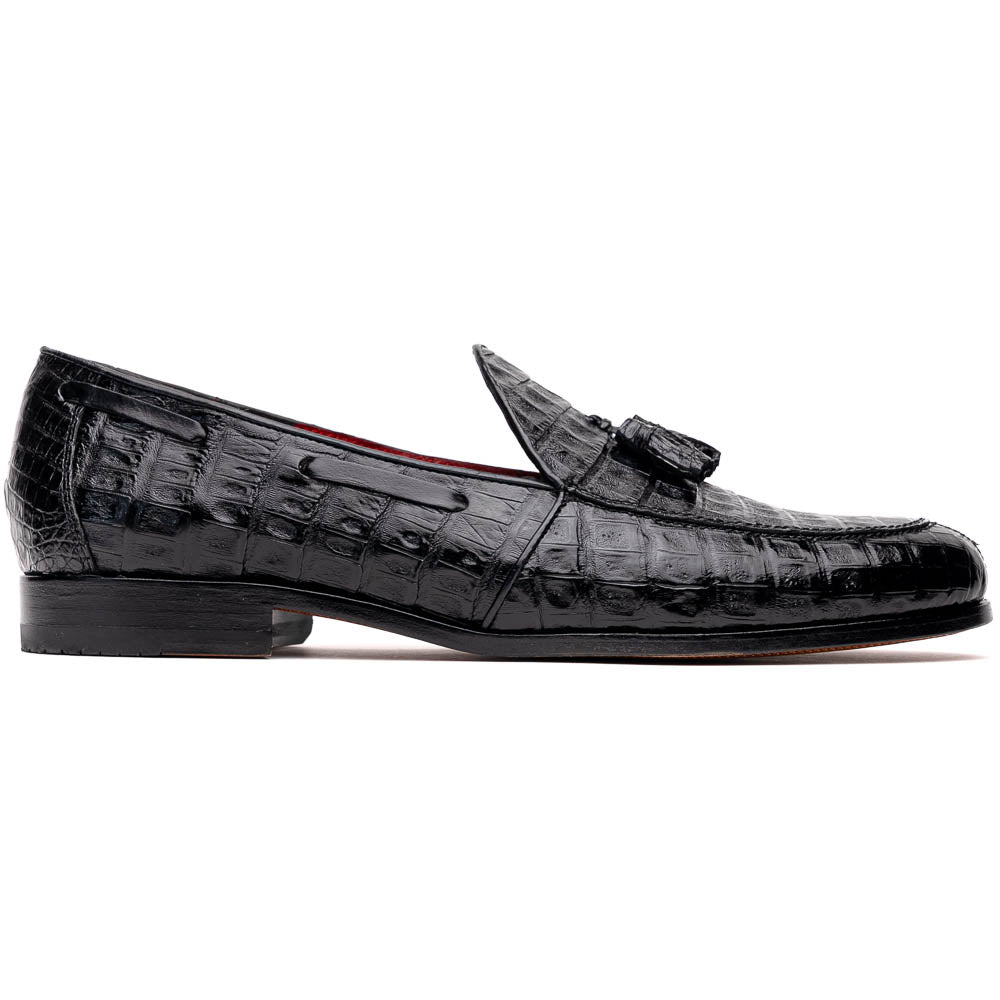 Marco Di Milano Bianchi Black Caiman Crocodile Tassel Loafers - Dudes Boutique