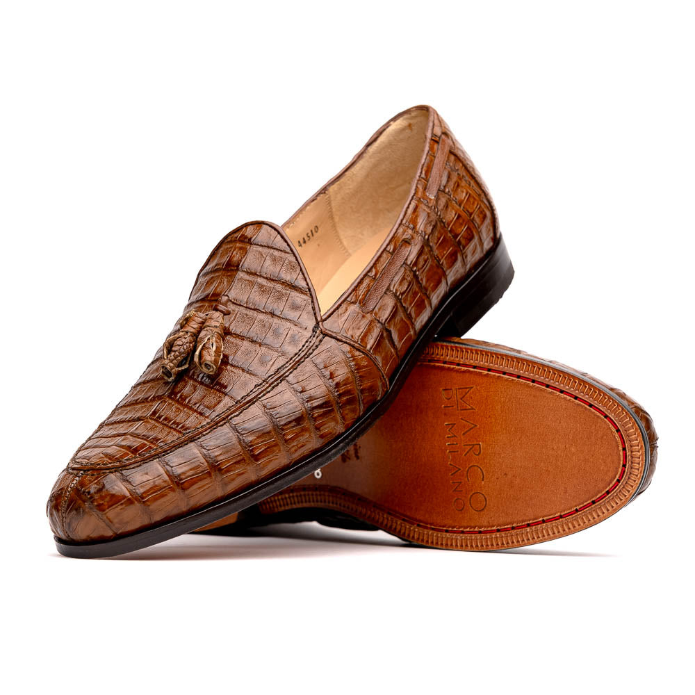 Marco Di Milano Bianchi Bay Apache Caiman Crocodile Tassel Loafers - Dudes Boutique