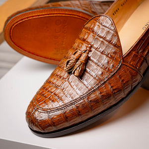 Marco Di Milano Bianchi Bay Apache Caiman Crocodile Tassel Loafers - Dudes Boutique