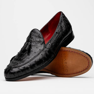 Marco Di Milano Aubiere Black Ostrich Quill Tassel Loafers - Dudes Boutique
