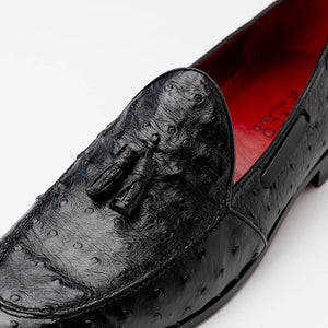 Marco Di Milano Aubiere Black Ostrich Quill Tassel Loafers - Dudes Boutique