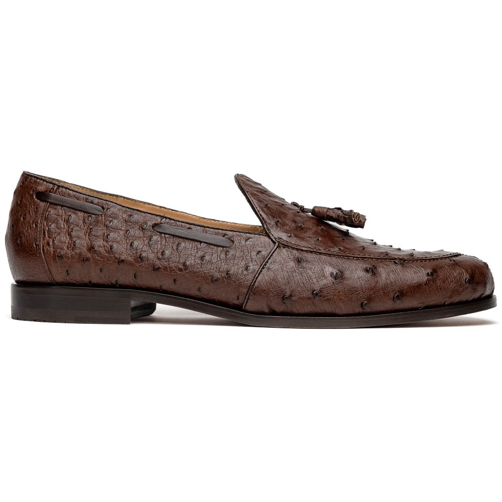 Marco Di Milano Aubiere Brown Ostrich Quill Tassel Loafers - Dudes Boutique