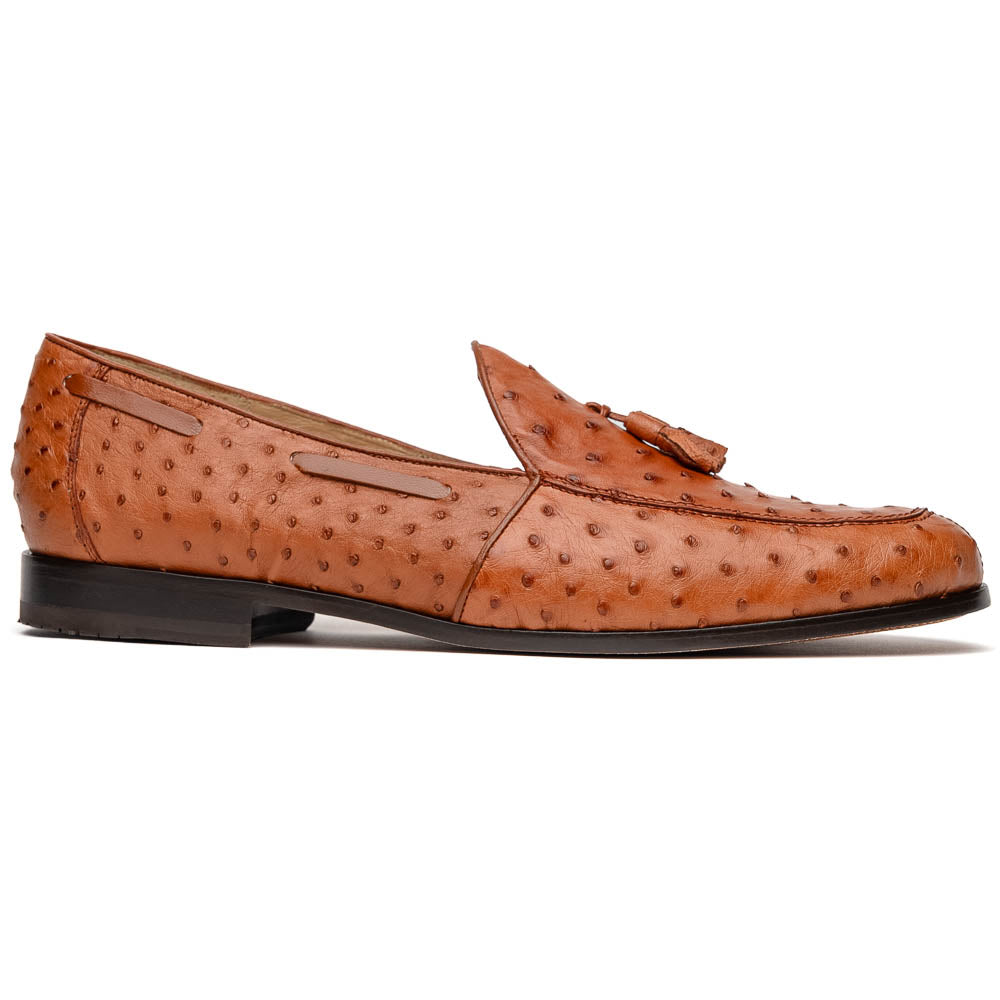 Marco Di Milano Aubiere Cognac Ostrich Quill Tassel Loafers - Dudes Boutique