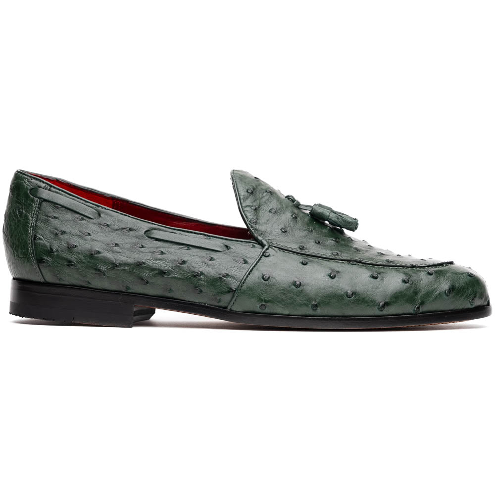 Marco Di Milano Aubiere Forest Green Ostrich Quill Tassel Loafers - Dudes Boutique