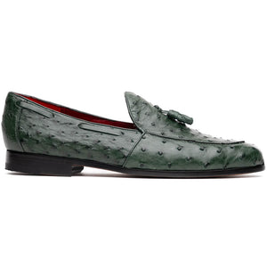 Marco Di Milano Aubiere Forest Green Ostrich Quill Tassel Loafers - Dudes Boutique