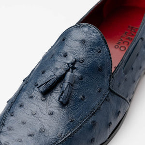 Marco Di Milano Aubiere Navy Ostrich Quill Tassel Loafers - Dudes Boutique
