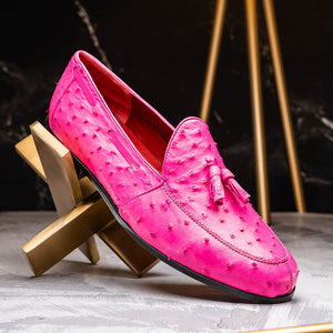 Marco Di Milano Aubiere Pink Ostrich Quill Tassel Loafers - Dudes Boutique
