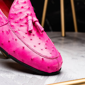 Marco Di Milano Aubiere Pink Ostrich Quill Tassel Loafers - Dudes Boutique