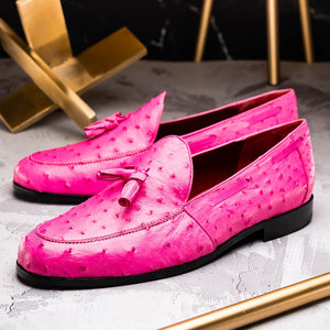Marco Di Milano Aubiere Pink Ostrich Quill Tassel Loafers - Dudes Boutique