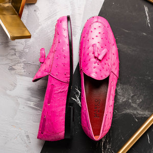 Marco Di Milano Aubiere Pink Ostrich Quill Tassel Loafers - Dudes Boutique