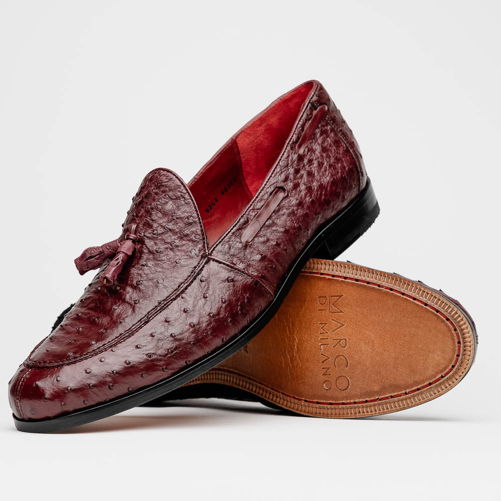 Marco Di Milano Aubiere Wine Ostrich Quill Tassel Loafers - Dudes Boutique