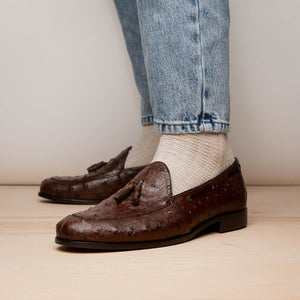 Marco Di Milano Aubiere Brown Ostrich Quill Tassel Loafers - Dudes Boutique