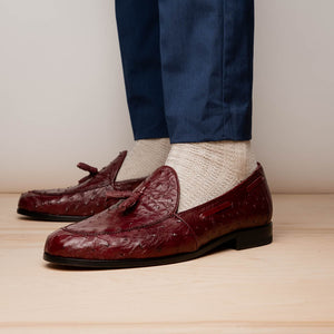 Marco Di Milano Aubiere Wine Ostrich Quill Tassel Loafers - Dudes Boutique