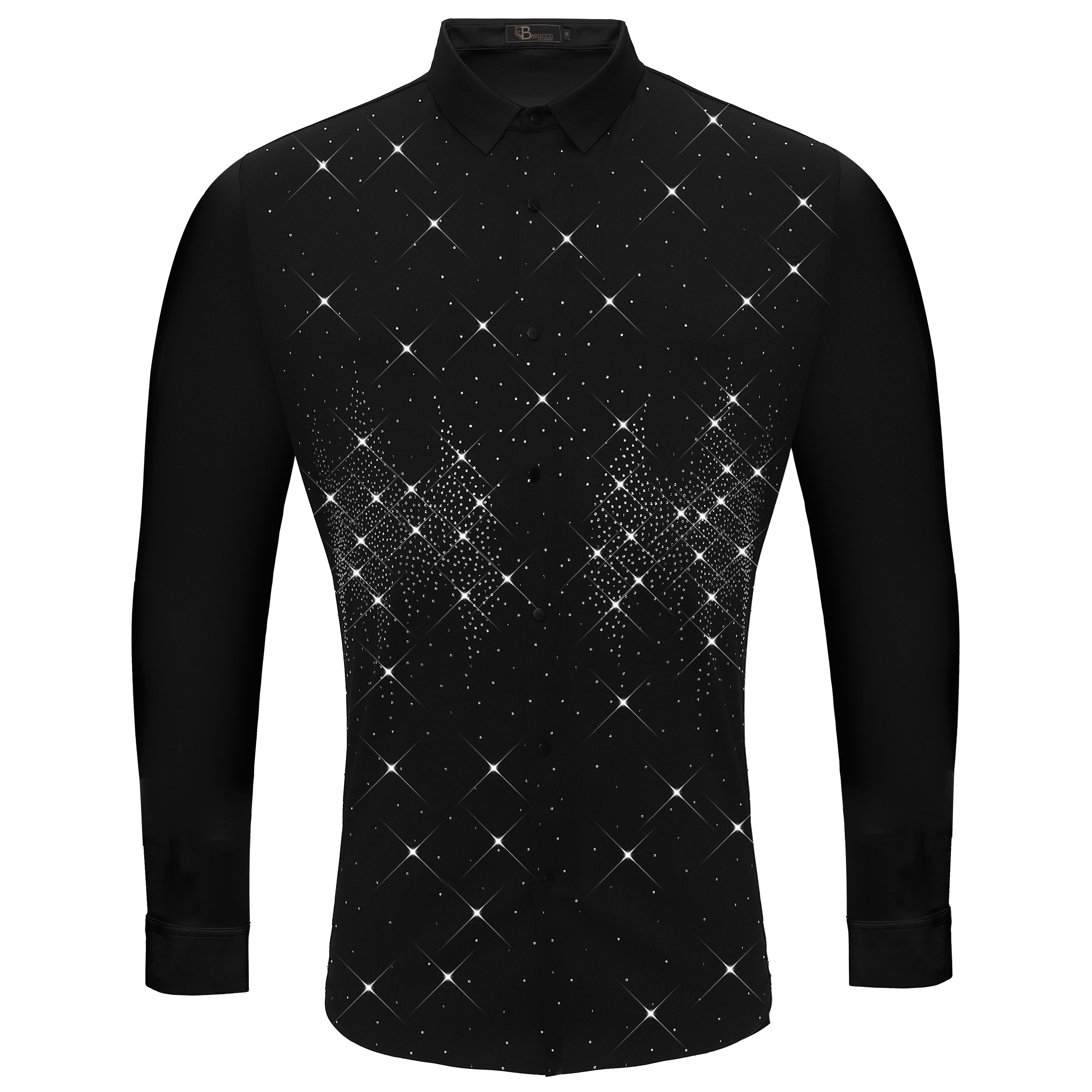 Dazzling Dapper Button-Up Shirt BLACK/SILVER - Dudes Boutique