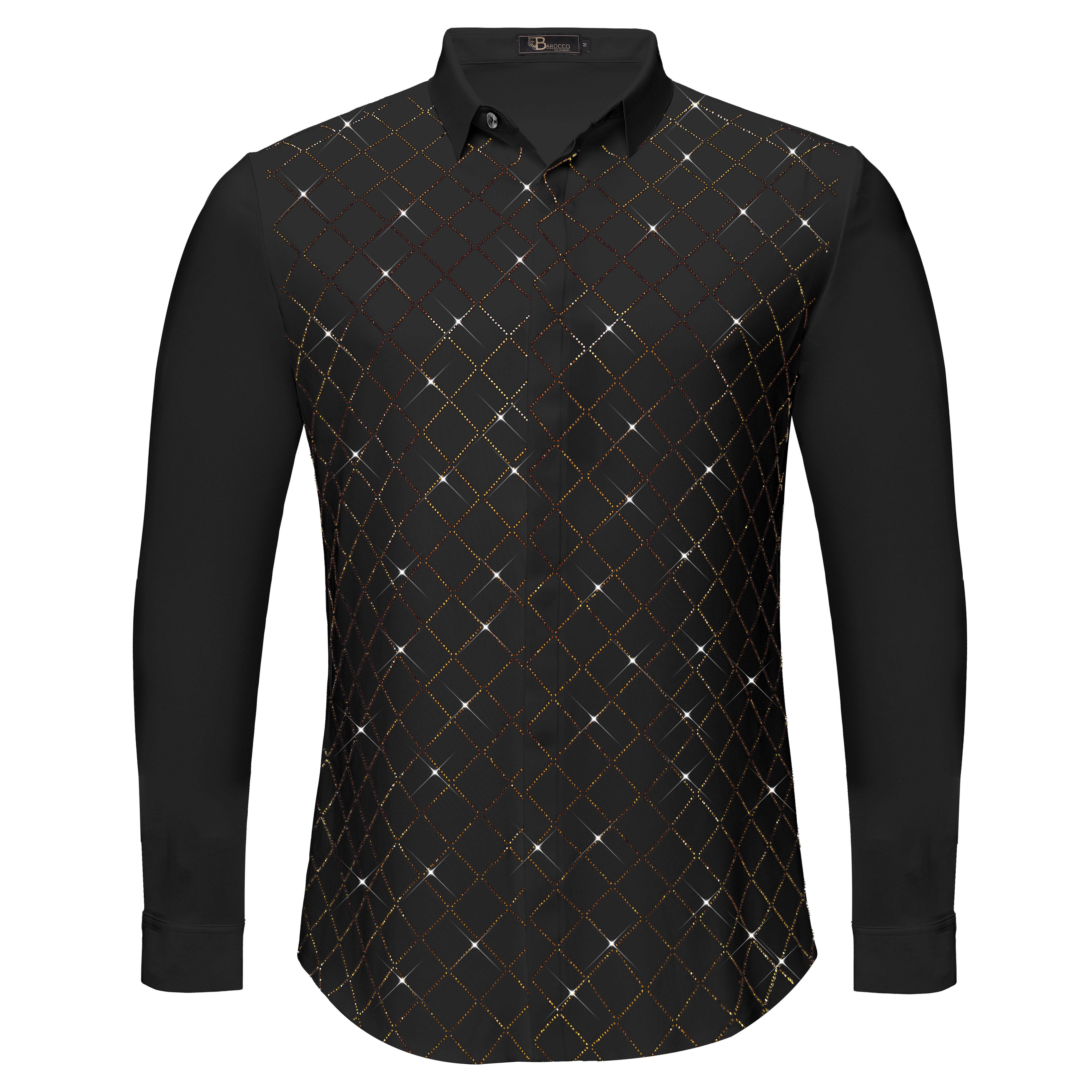 Electric Aura Button-Up Shirt BLACK/GOLD - Dudes Boutique