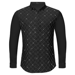 Electric Aura Button-Up Shirt BLACK/SILVER - Dudes Boutique