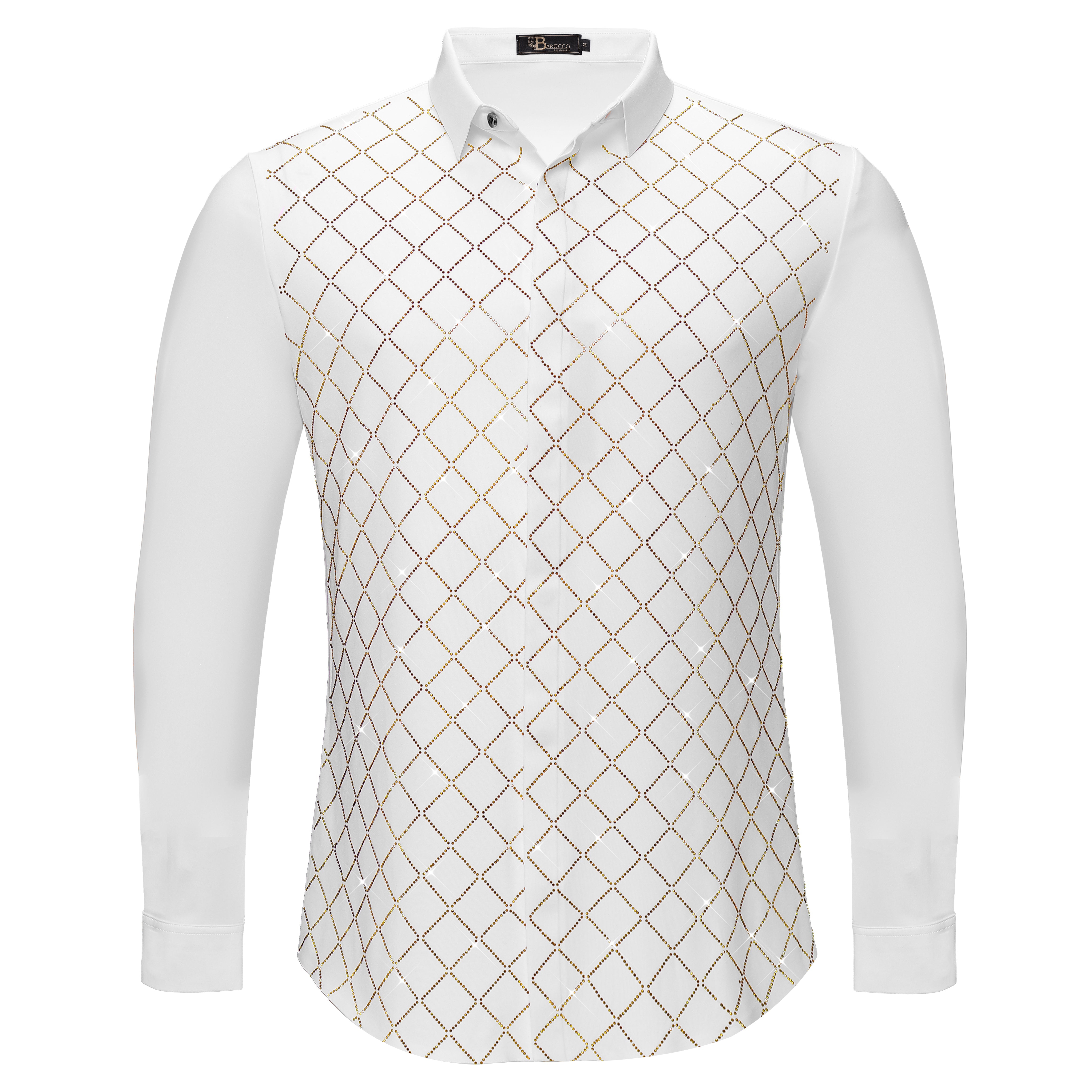 Electric Aura Button-Up Shirt WHITE/GOLD - Dudes Boutique