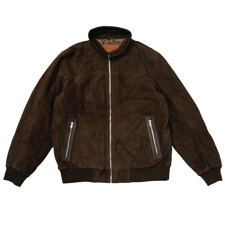 Kashani Chocolate Brown Suede Turtleneck Bomber Jacket - Dudes Boutique