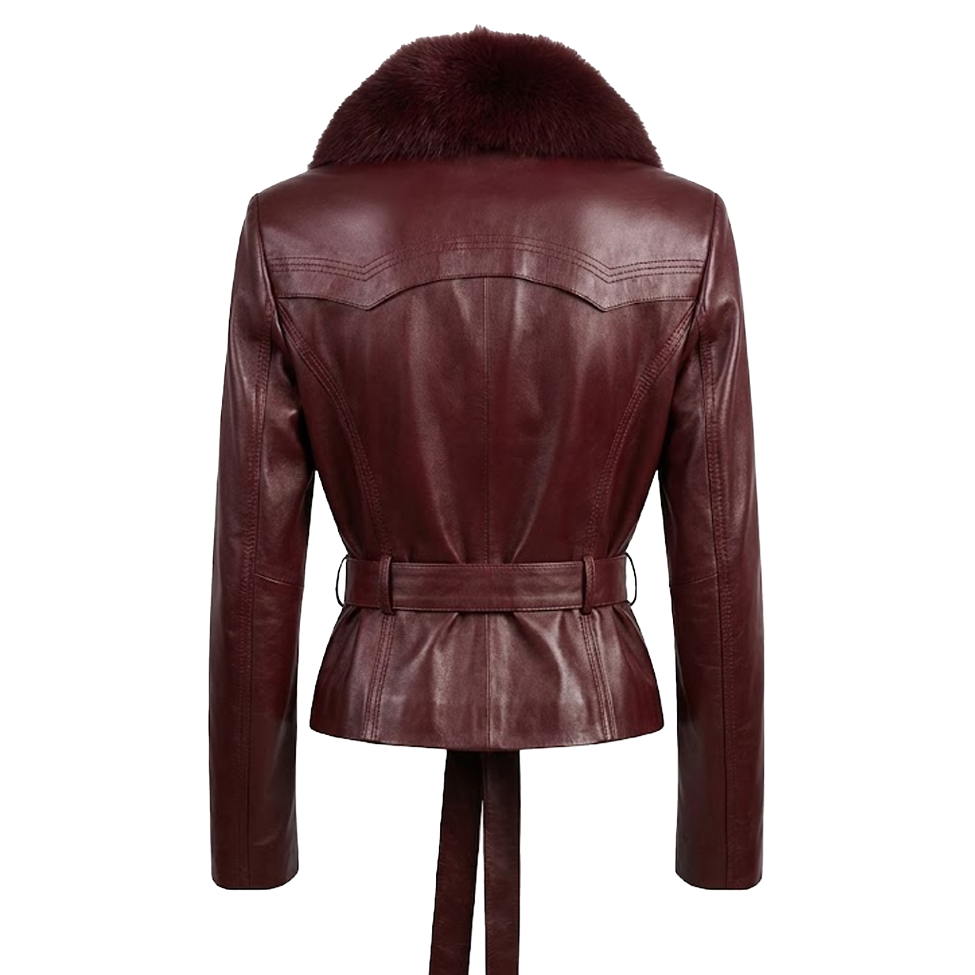 6132 Burgundy Ladies Lambskin Leather Jacket