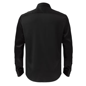 Barocco Luxe Satin Stretch Shirt BLACK - Dudes Boutique