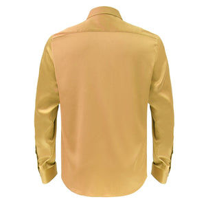 Barocco Luxe Satin Stretch Shirt GOLD - Dudes Boutique