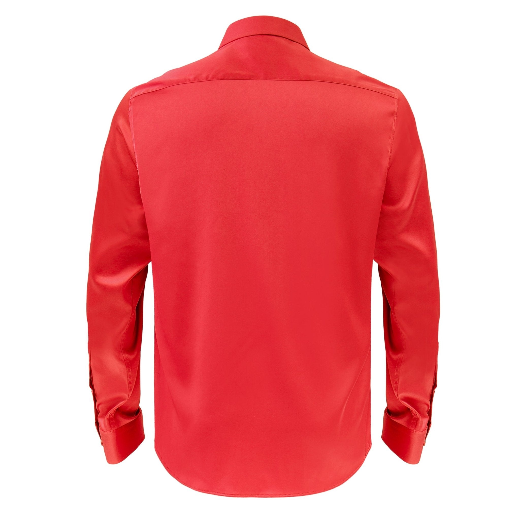 Barocco Luxe Satin Stretch Shirt RED - Dudes Boutique