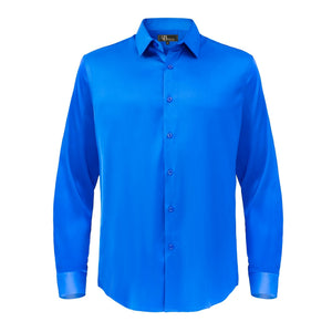 Barocco Luxe Satin Stretch Shirt ROYAL - Dudes Boutique