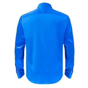 Barocco Luxe Satin Stretch Shirt ROYAL - Dudes Boutique