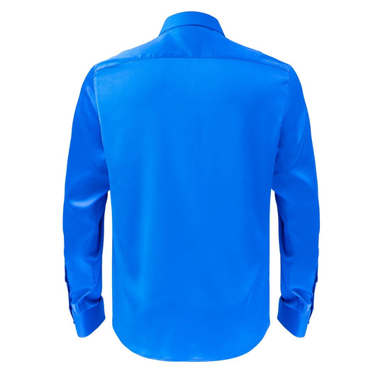 Barocco Luxe Satin Stretch Shirt ROYAL - Dudes Boutique