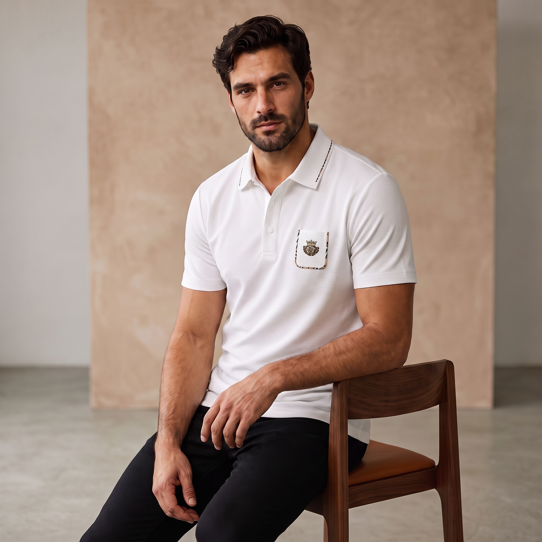 Contrast Trim Detail Polo – El Baron WHITE