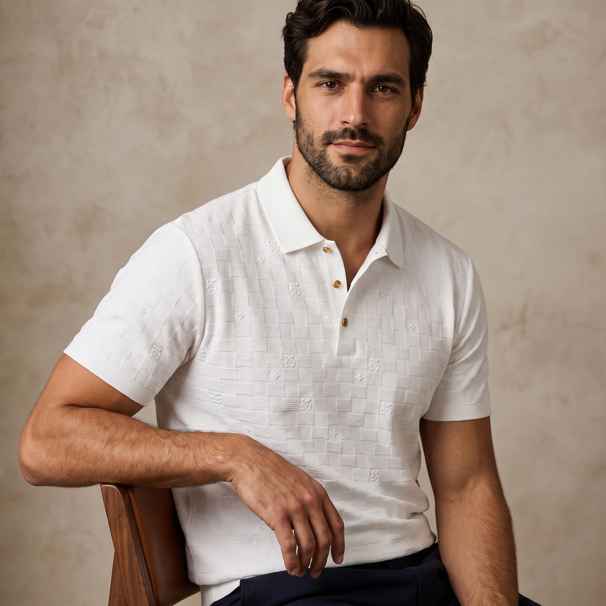 Seamless Check Texture Polo WHITE