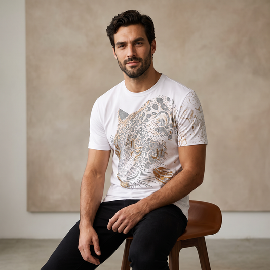 Imperial Leopard Crystal SS Shirt WHITE