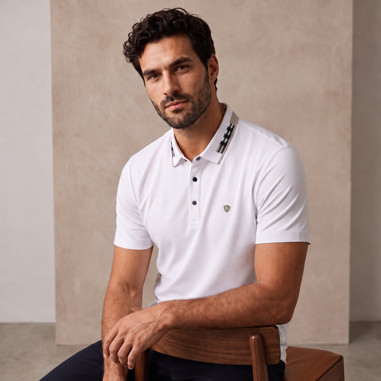 Signature Trim Performance Polo – El Baron WHITE