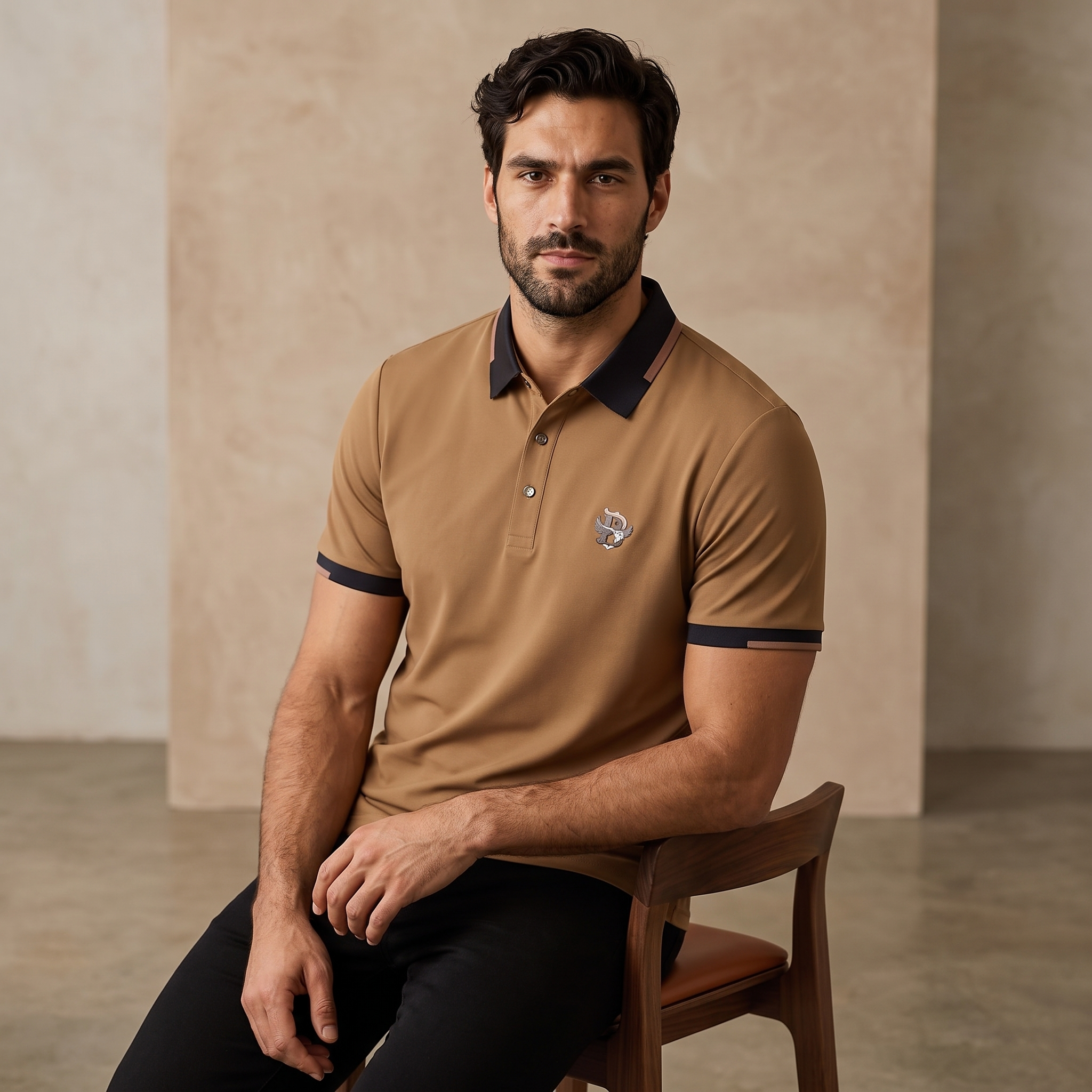 Contrast Trim Performance Polo - El Baron KHAKI