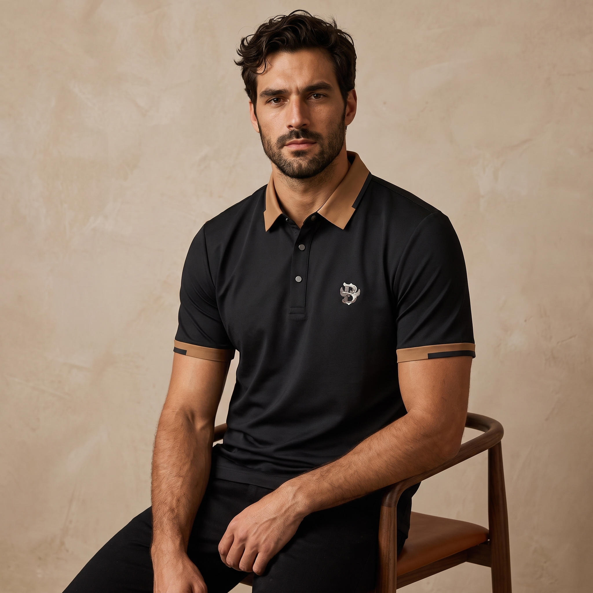 Contrast Trim Performance Polo - El Baron BLACK