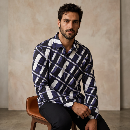 Seamless Bold Plaid Shirt – El Baron BLUE