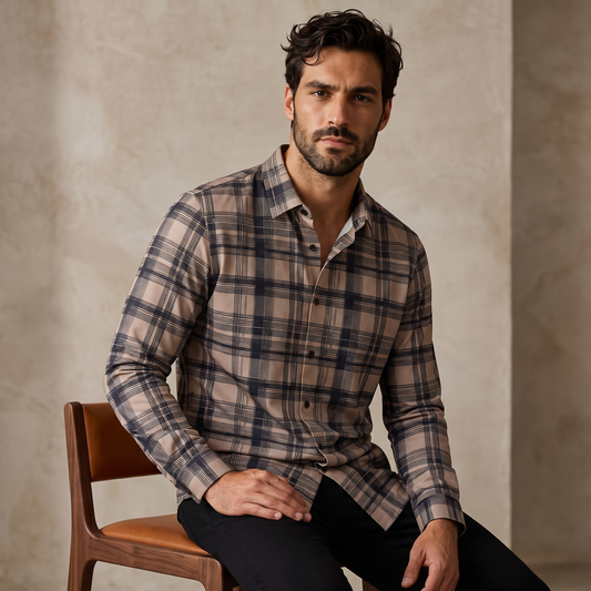 Seamless Plaid Stretch Shirt – El Baron KHAKI