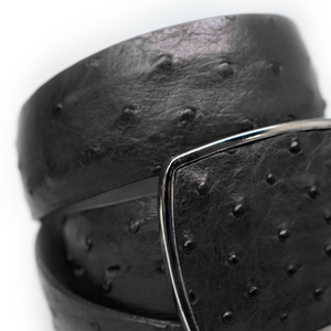 Los Altos Black Ostrich Quill Belt with Metal Buckle - Dudes Boutique