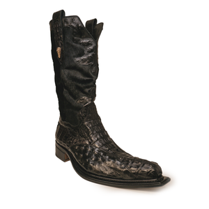 Mauri 42672/2 Black Pony Hair Hornback Crocodile / Ostrich Quill Cowboy Boots - Dudes Boutique