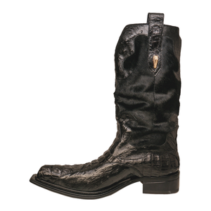 Mauri 42672/2 Black Pony Hair Hornback Crocodile / Ostrich Quill Cowboy Boots - Dudes Boutique