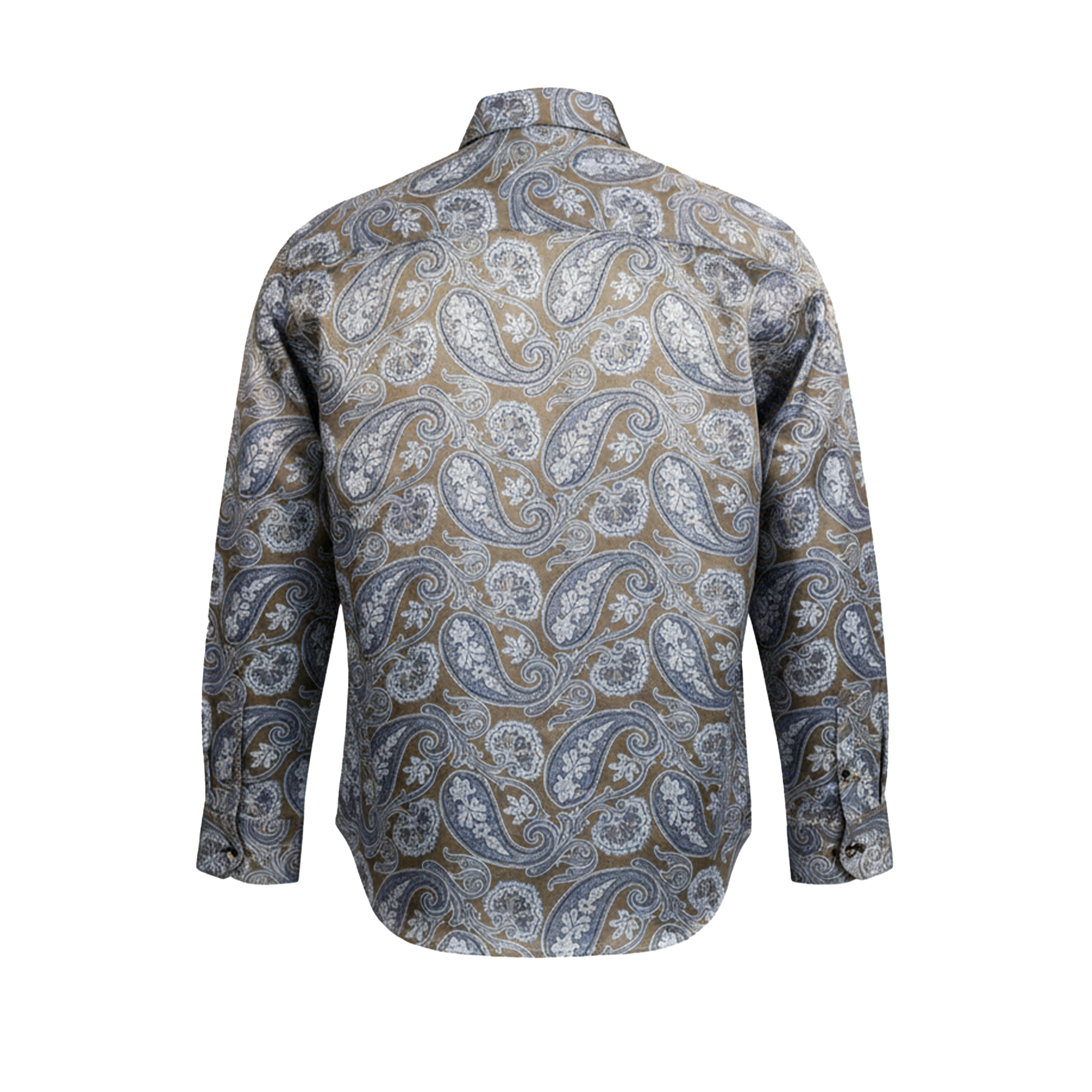 Leoni Blue Grid Paisley Button Up Shirt
