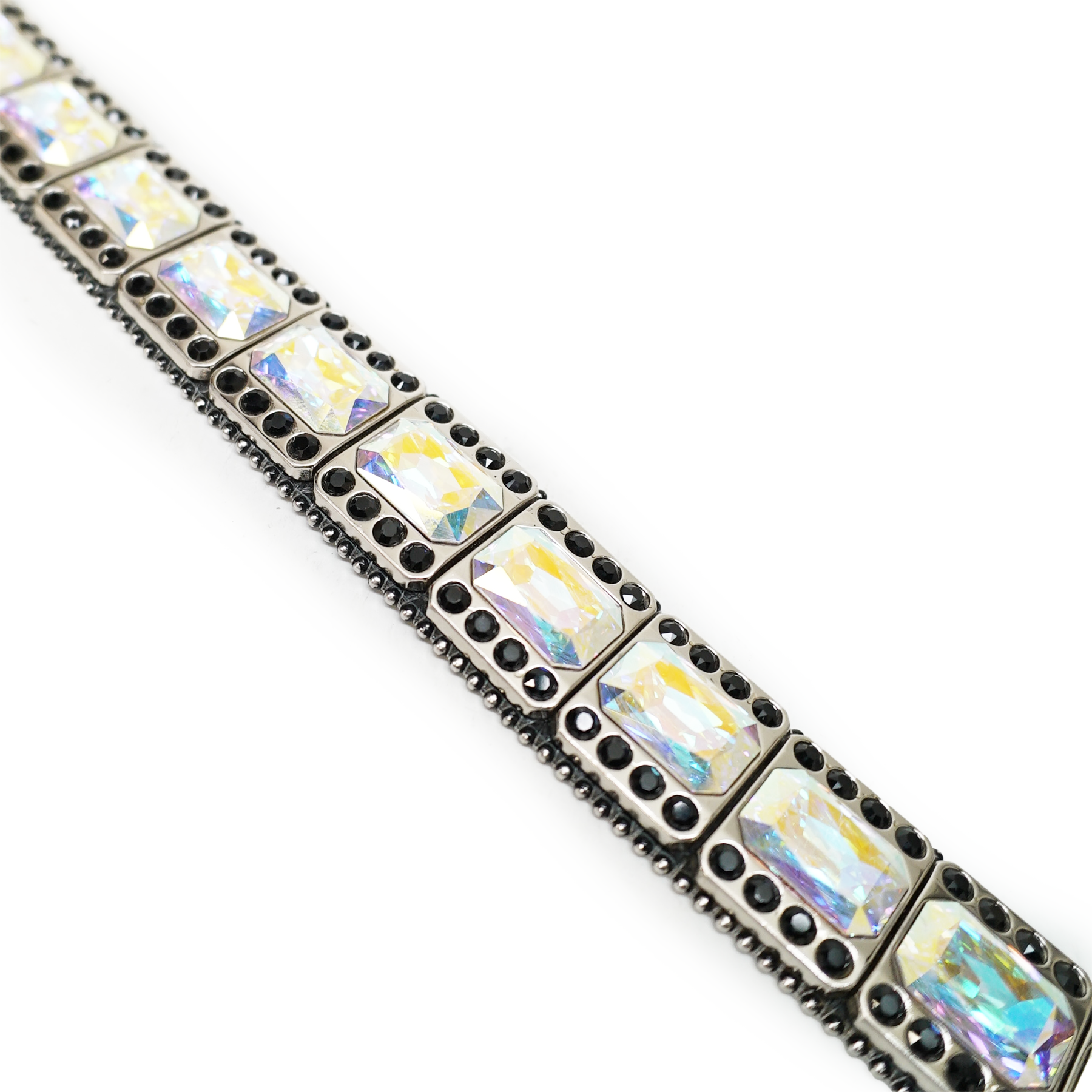b.b. Simon Black Croc Iridescent Monster Crystal Belt
