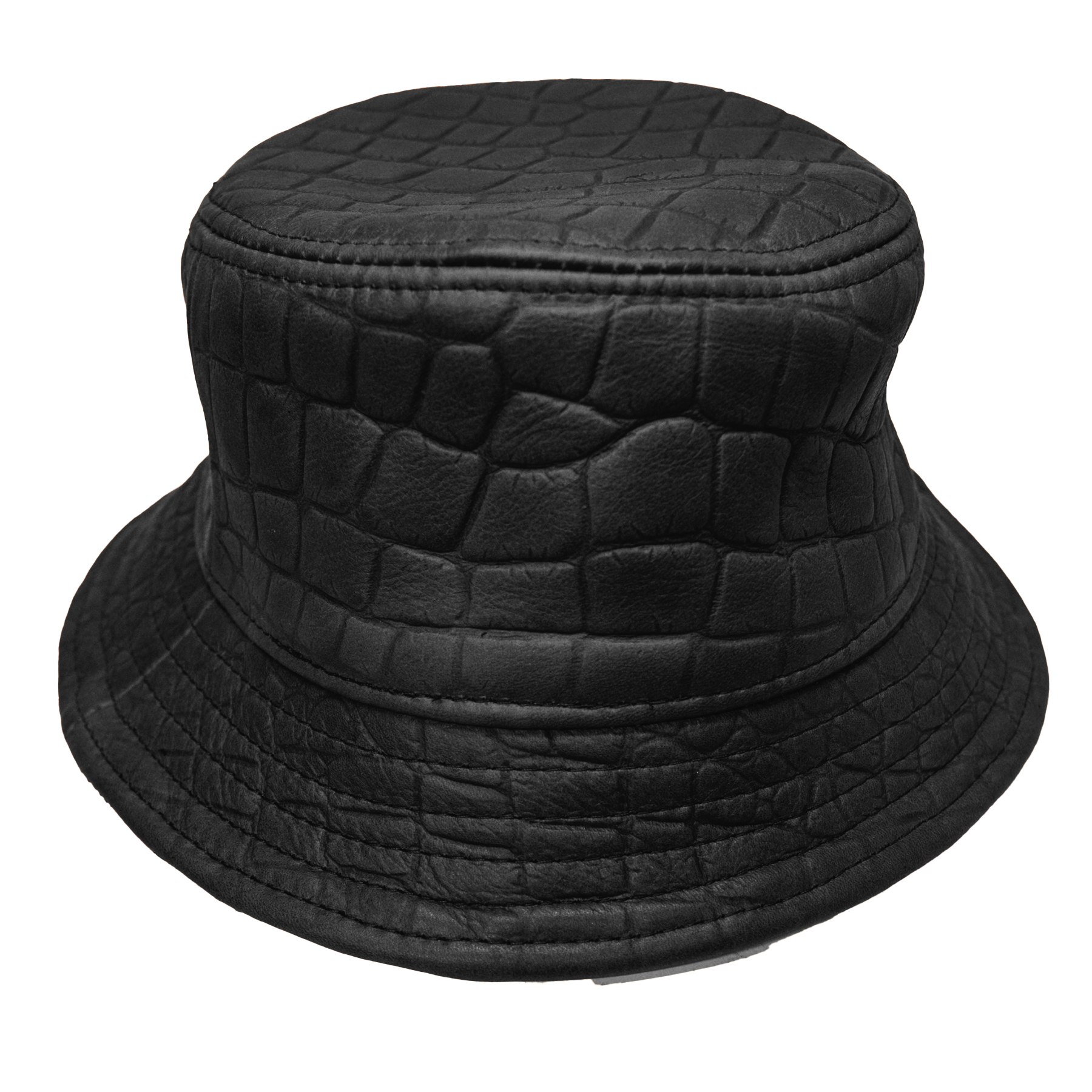 Kashani Black Embossed Alligator Lambskin Bucket Hat - Dudes Boutique