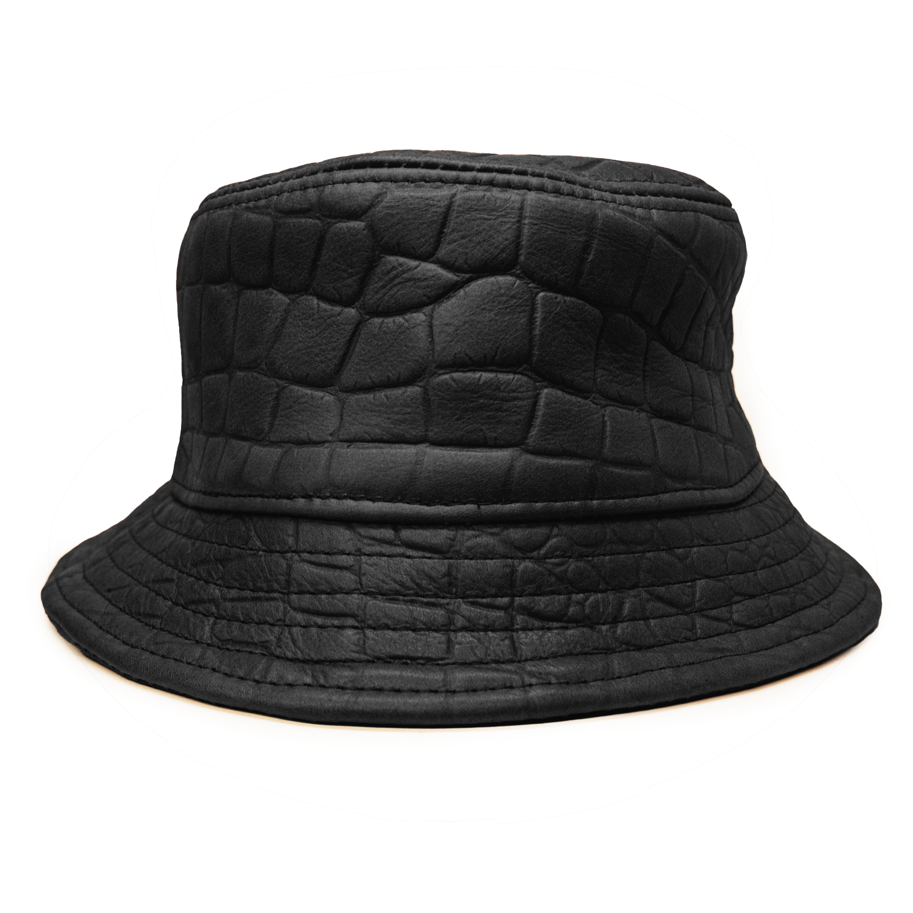 Kashani Black Embossed Alligator Lambskin Bucket Hat - Dudes Boutique